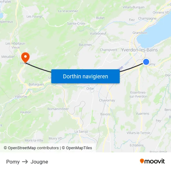 Pomy to Jougne map
