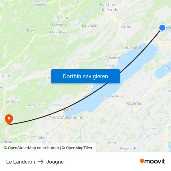 Le Landeron to Jougne map