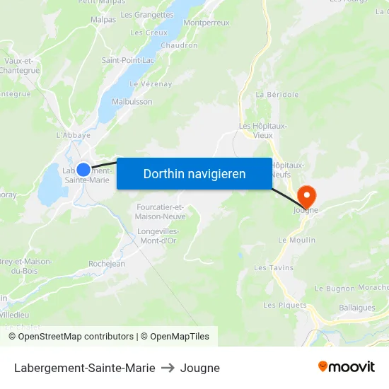 Labergement-Sainte-Marie to Jougne map