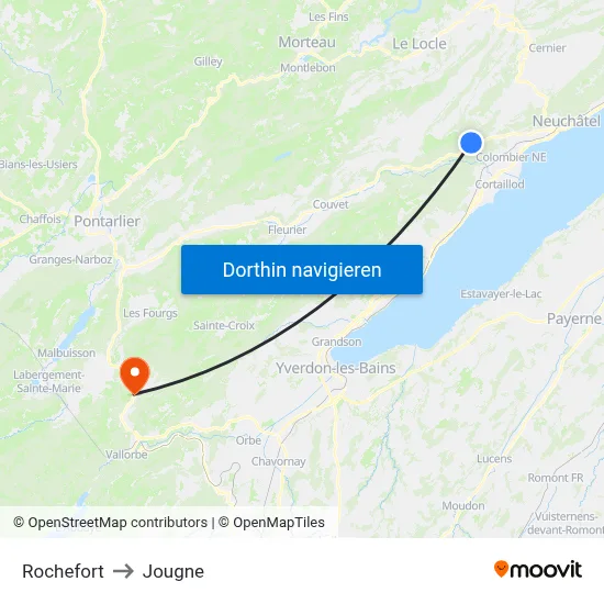 Rochefort to Jougne map