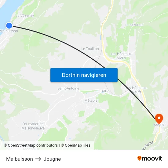 Malbuisson to Jougne map