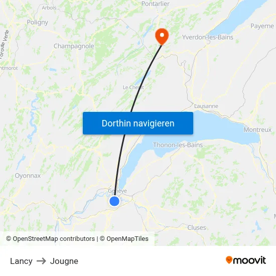 Lancy to Jougne map