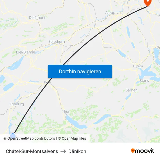 Châtel-Sur-Montsalvens to Dänikon map
