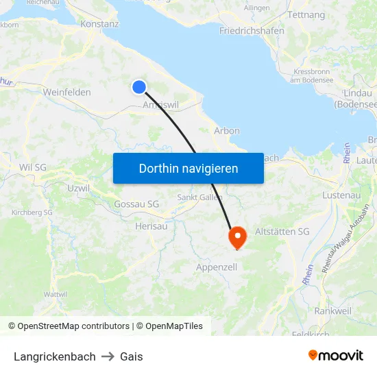 Langrickenbach to Gais map