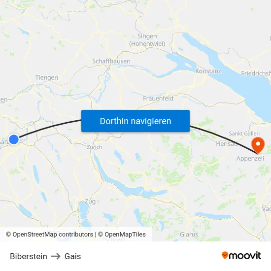 Biberstein to Gais map