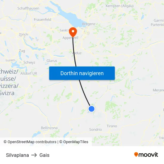 Silvaplana to Gais map