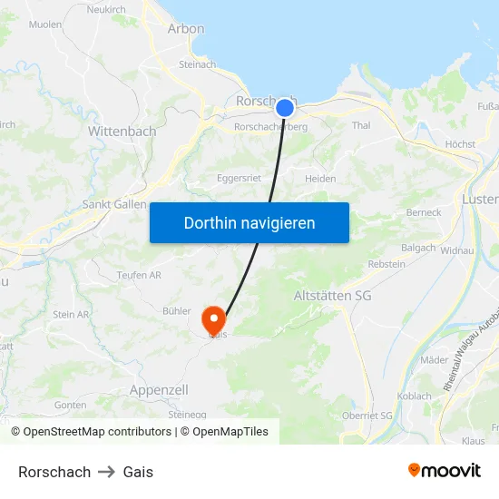 Rorschach to Gais map
