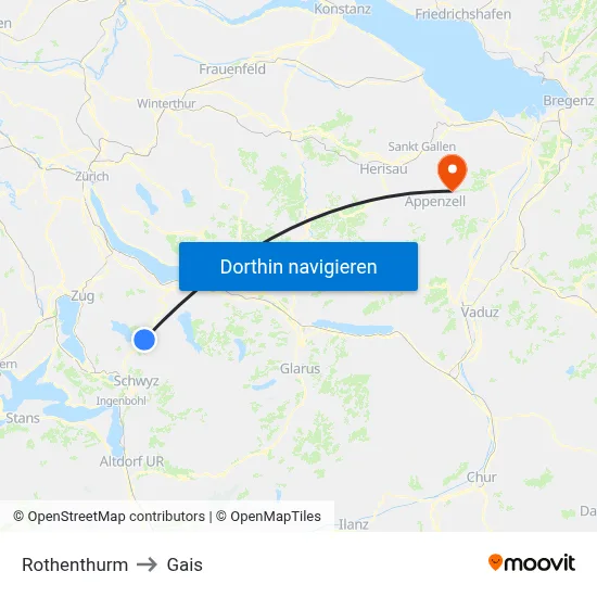Rothenthurm to Gais map