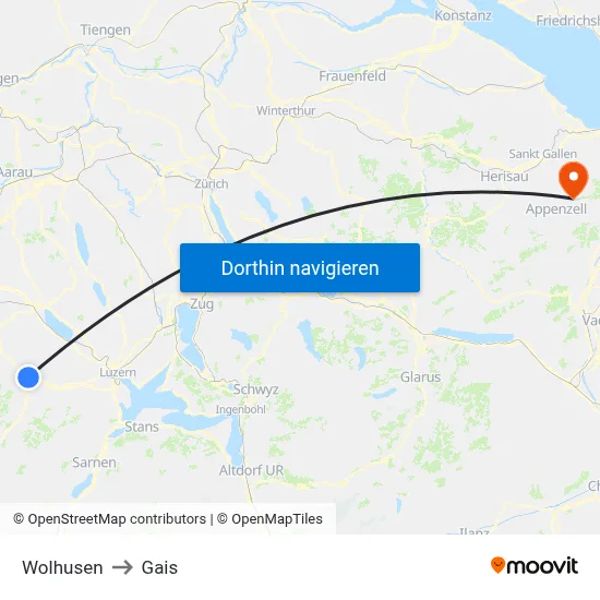 Wolhusen to Gais map