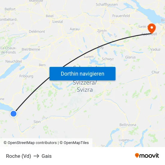 Roche (Vd) to Gais map