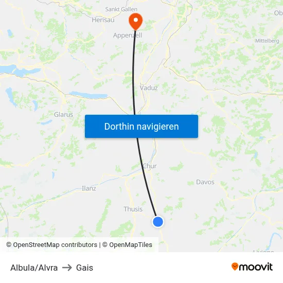 Albula/Alvra to Gais map