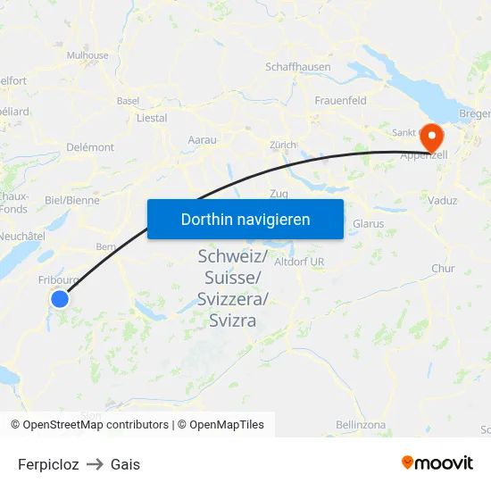 Ferpicloz to Gais map