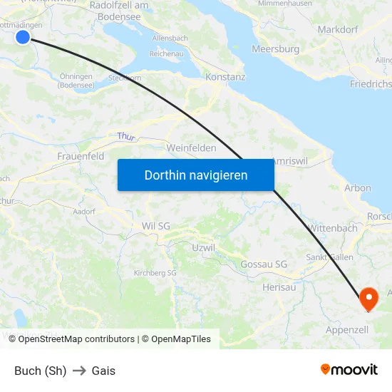 Buch (Sh) to Gais map