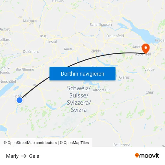 Marly to Gais map