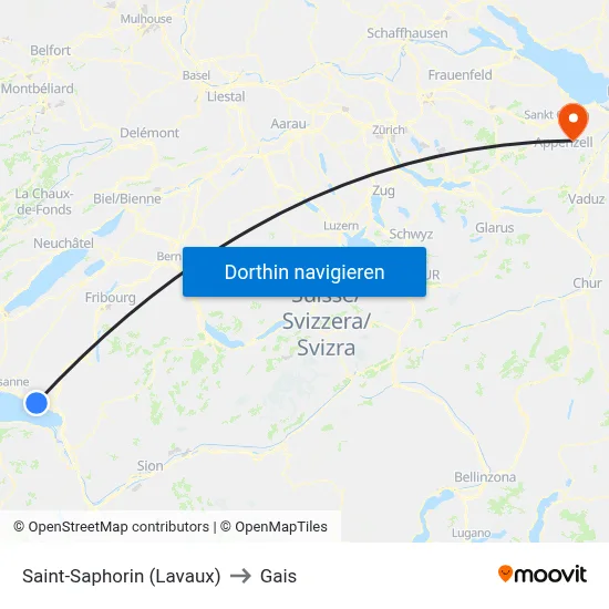 Saint-Saphorin (Lavaux) to Gais map