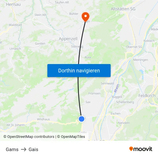 Gams to Gais map
