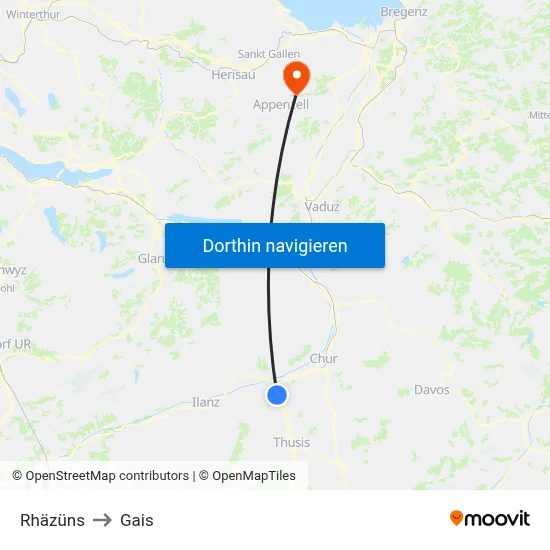 Rhäzüns to Gais map