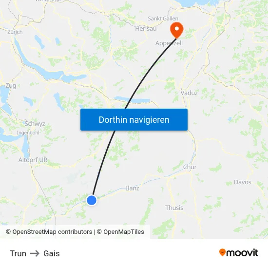 Trun to Gais map