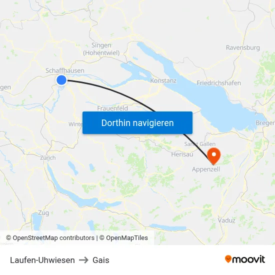 Laufen-Uhwiesen to Gais map
