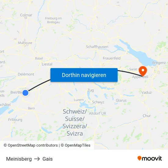 Meinisberg to Gais map