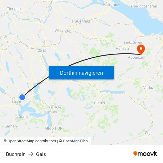 Buchrain to Gais map