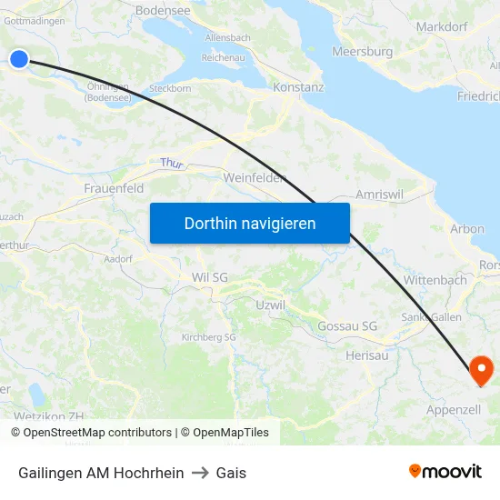Gailingen AM Hochrhein to Gais map