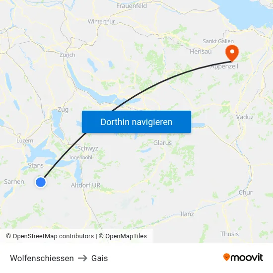 Wolfenschiessen to Gais map