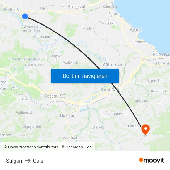 Sulgen to Gais map