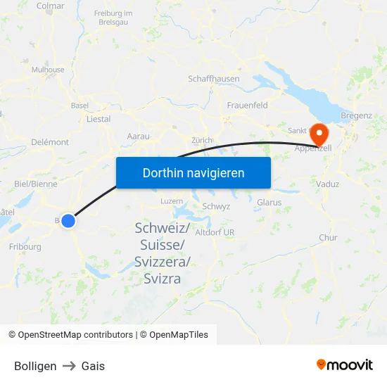 Bolligen to Gais map