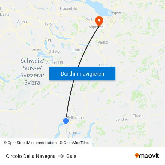 Circolo Della Navegna to Gais map