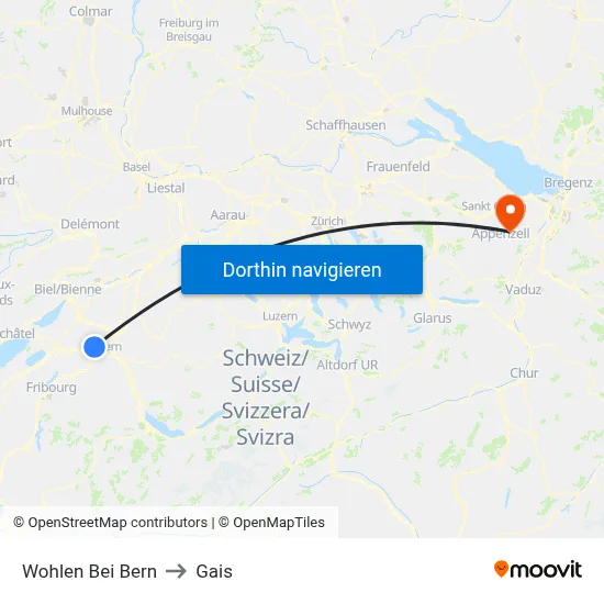 Wohlen Bei Bern to Gais map