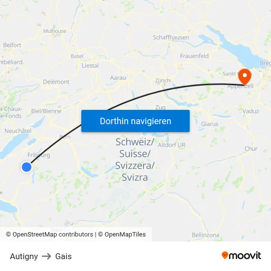 Autigny to Gais map