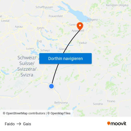 Faido to Gais map