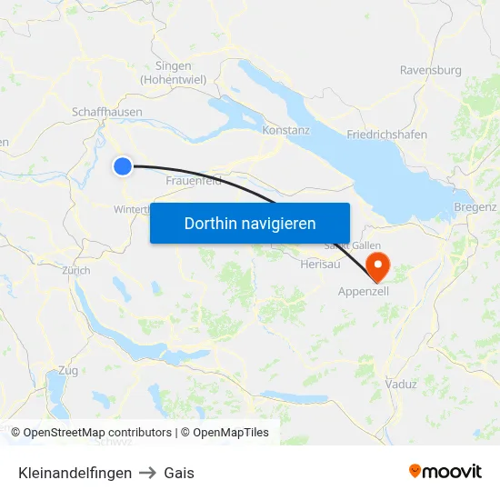 Kleinandelfingen to Gais map