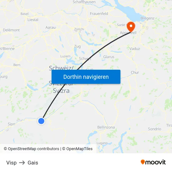Visp to Gais map