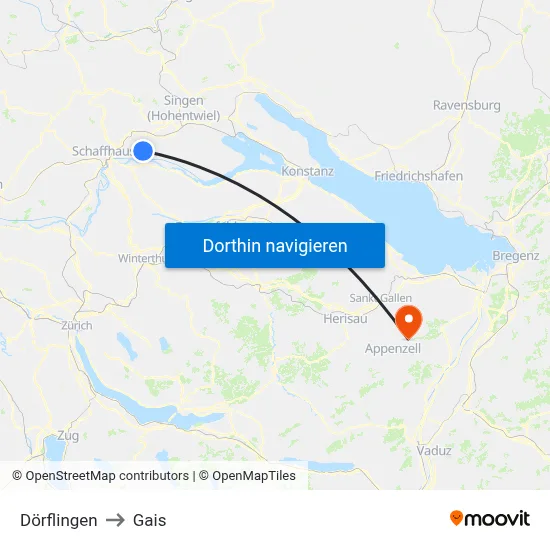 Dörflingen to Gais map
