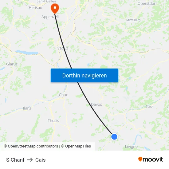S-Chanf to Gais map