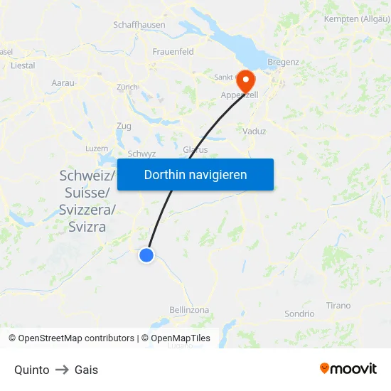 Quinto to Gais map