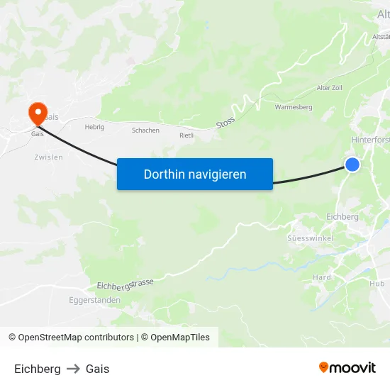 Eichberg to Gais map