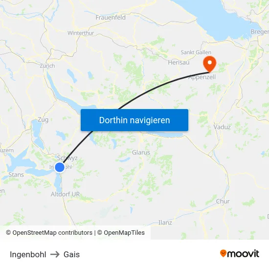 Ingenbohl to Gais map