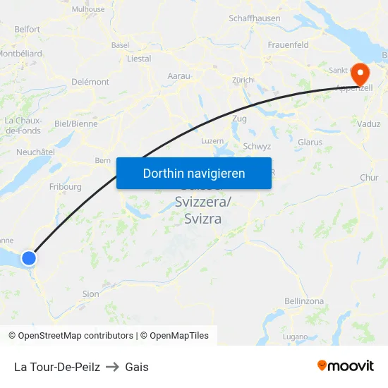 La Tour-De-Peilz to Gais map