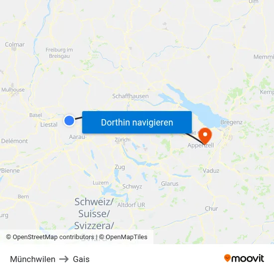 Münchwilen to Gais map