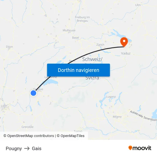 Pougny to Gais map