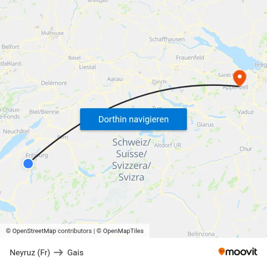 Neyruz (Fr) to Gais map