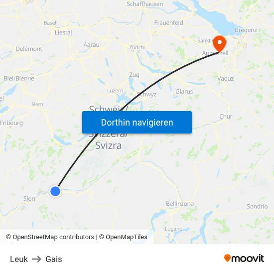 Leuk to Gais map