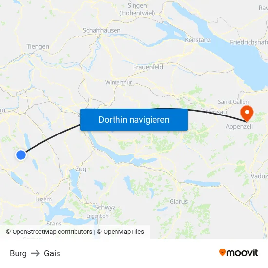 Burg to Gais map