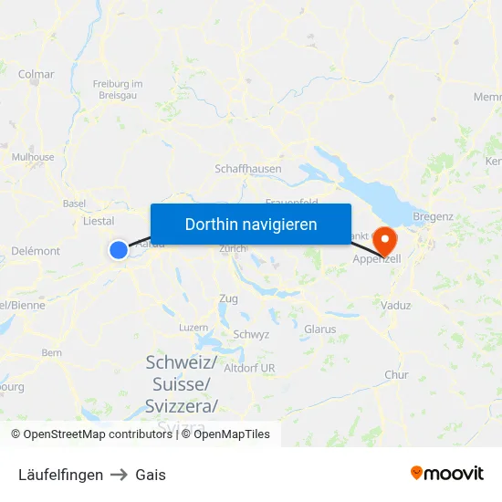 Läufelfingen to Gais map