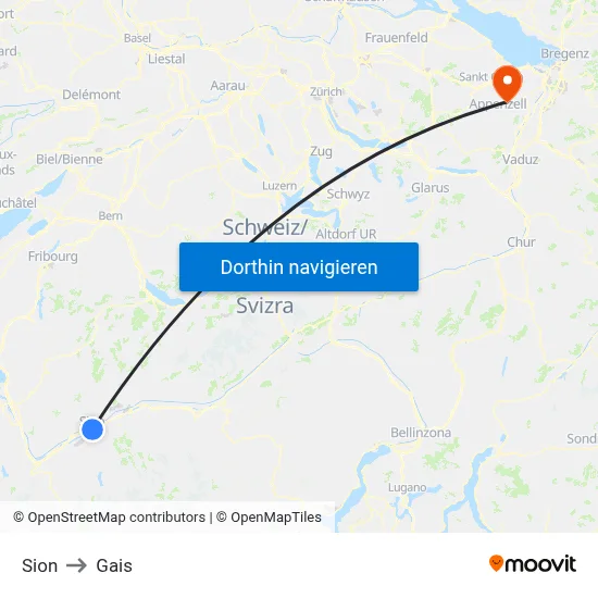Sion to Gais map