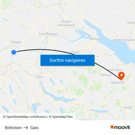 Böttstein to Gais map