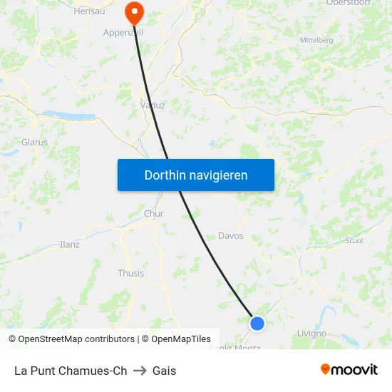 La Punt Chamues-Ch to Gais map
